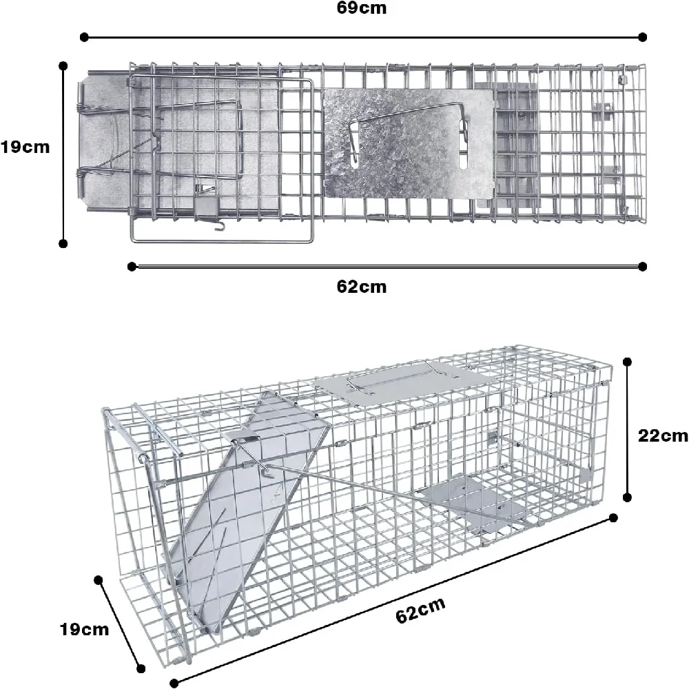New Live Animal Cage Trap Humane Cat Rodent Control Folding with Handle for Rabbits Stray Cats Squirrels Raccoons Groundhogs
