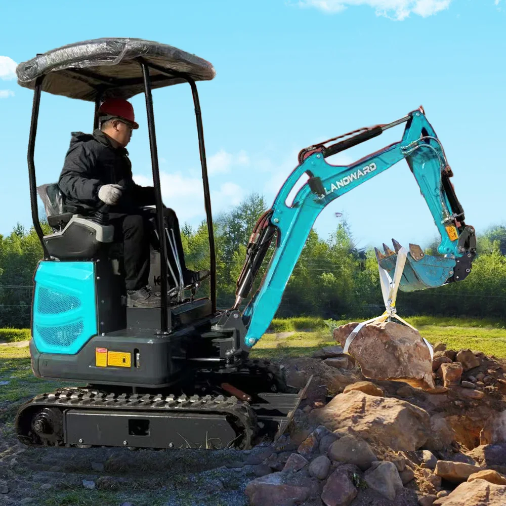LANDWARD Hot Sell Mini Crawler Excavator 1.8 Ton Small Digger New Construction Machinery Small Excavator Factory Price Customize