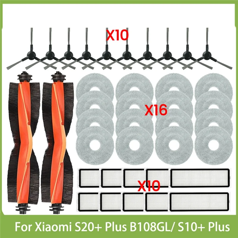 B99A-Per Xiaomi Robot Aspirapolvere S20 + Plus B108GL/ S10 + Plus B105 Parti Rullo Principale Spazzola Laterale Filtro Hepa Mop Panno Accessori