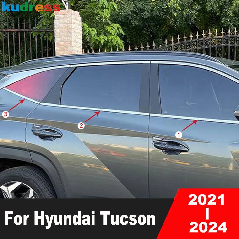 

Для Hyundai Tucson NX4 2021 2022 2023 2024, нижняя оконная рама из нержавеющей стали, накладки на пороги, молдинг, декоративная полоса, автомобильные аксессуары