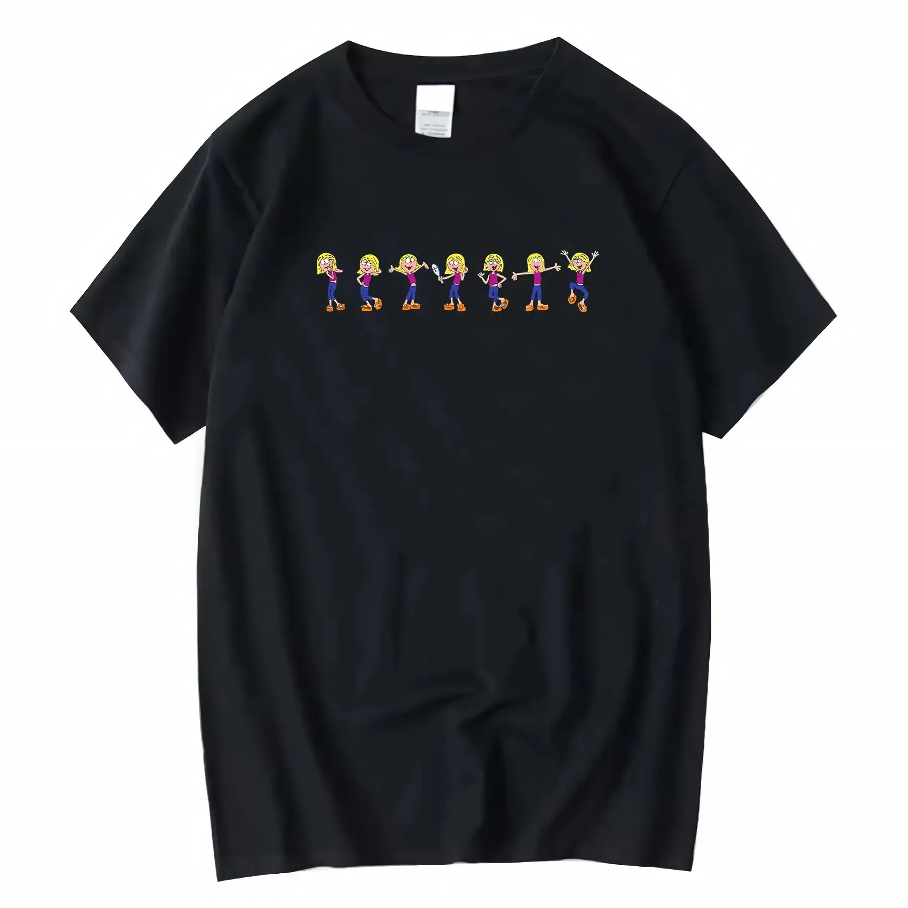

Disney Lizzie McGuire Animated Multi Pose 100 Crew Neck T shirt Suitable for All Seasons Ages vintage Washed Stretched Casual