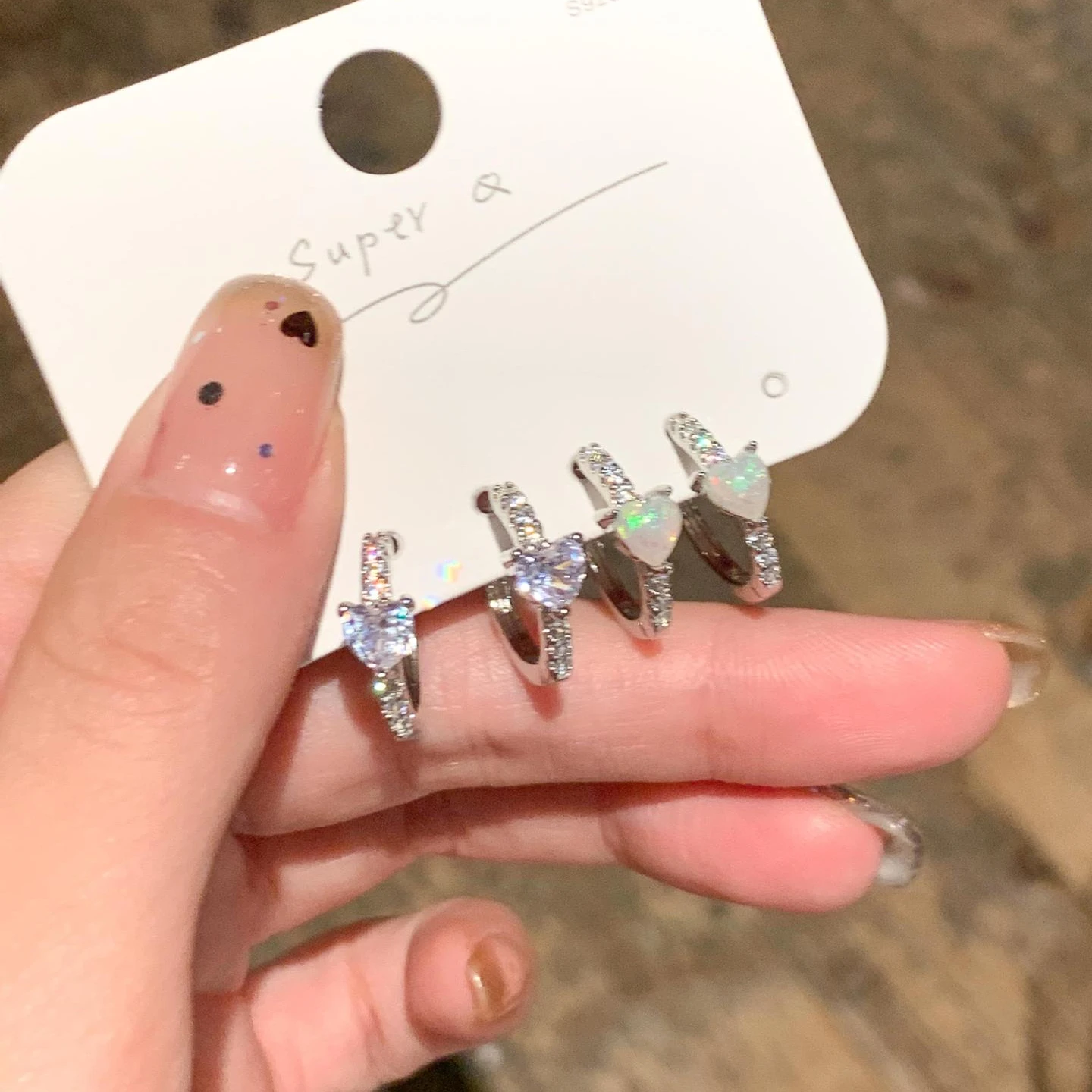 

925 Sterling Silver Earrings Temperament Simple Heart Zircon for Women Wedding Jewelry Accessories