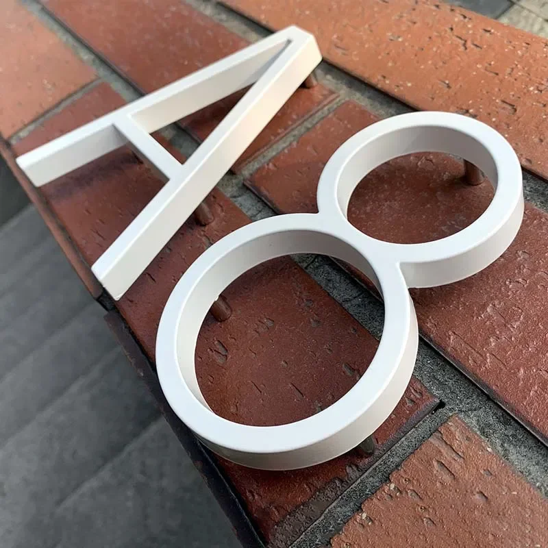 125mm White Floating House Numbers Doorplate Letters Metal Address Sign Plate Outdoor Street Door Plaque Number For Home Mailbox