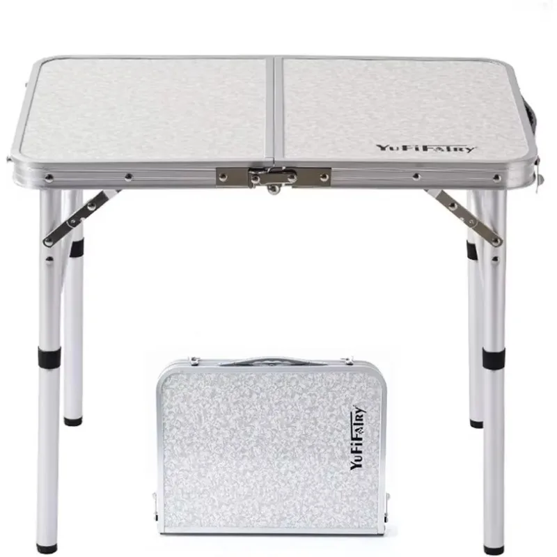 

2-Feet Small Folding Camp Table Indoor Outdoor Lightweight Portable Aluminum Dining Table with Adjustable Height Legs