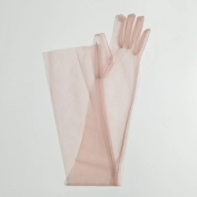 Gants transparents en tulle transparent pour femmes, gants de conduite sexy, robe ultra fine, gants féminins, 70cm de long, crème solaire