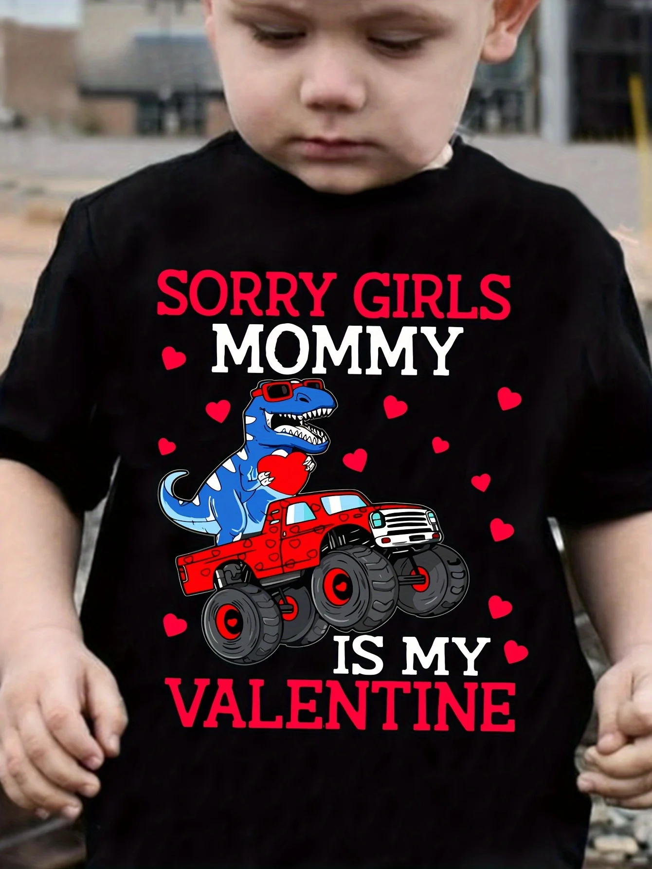 Boys Valentine's Day T‑Shirt, Dinosaur Heart & 
