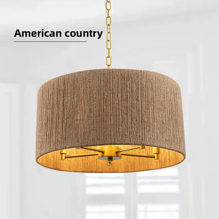 

American Country Chandelier Handmade Rattan Pendant Light Farmhouse Decor for Bedroom Dining Room
