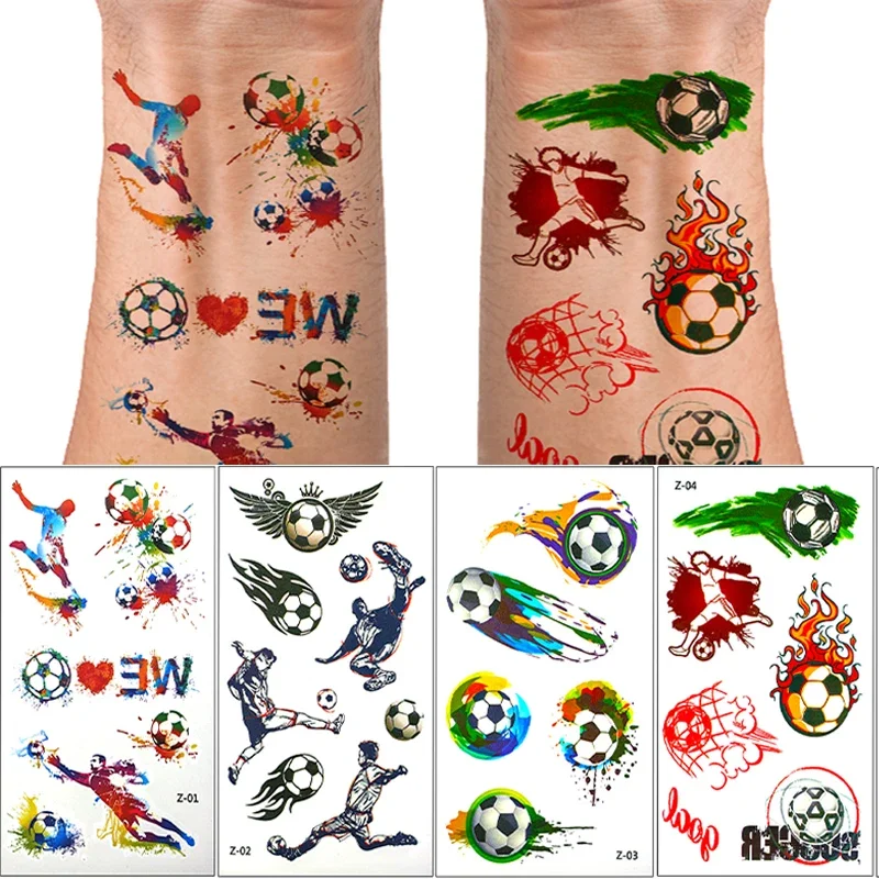 

Football Temporary Tattoo 3/10PCS Sheets Waterproof Tattoo Stickers for Face Hands Fake Tattoo Football Cup Disposable Tattoos