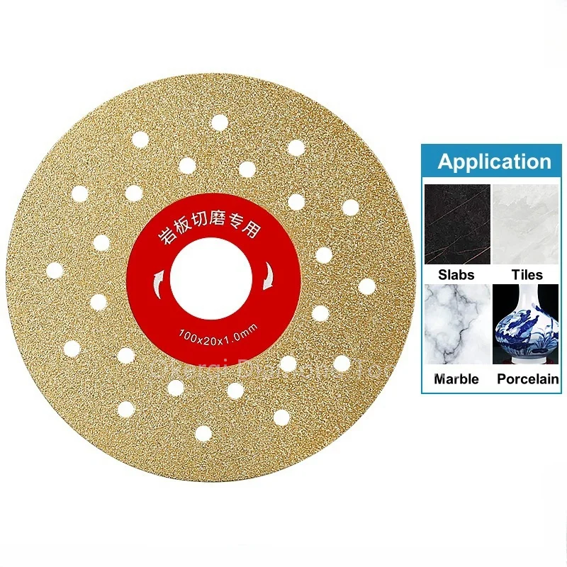 Diamond Cutting Grinding Disc 4\'\' 100mm Double Side Vacuum Brazed Diamond Blade for Granite Marble Procelain Ceramic Tile Quartz