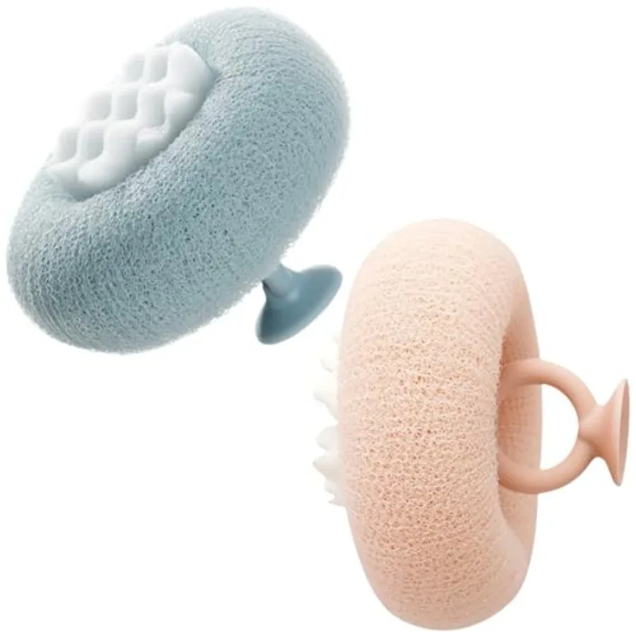 

2-Pack Pink and Cyan Bath Body Brushes, Exfoliating Body Scrubbers, Bath Sponge Brushes for Body Scrubbing and Enjoyable Shower