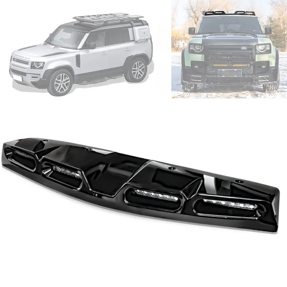 

Glossy Black Top Light Luggage Rack Off-road Adventure Light for Land Rover Defender 2020 2021 Roof Light bar Pod