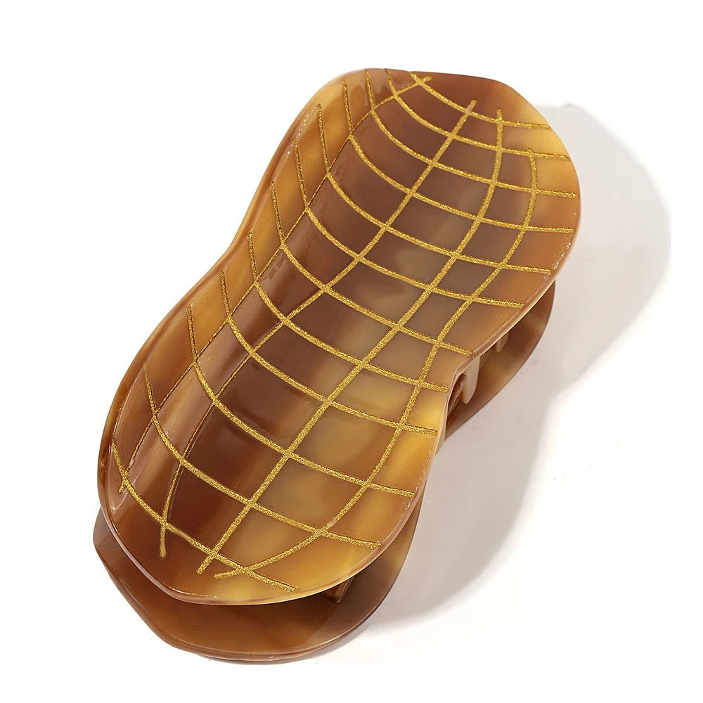 

Vintage Acetate Peanut Shape Large Size Hair Clip Claw For Women Girls New Winter Fixed Ponytail Party Hair Accessories Tool