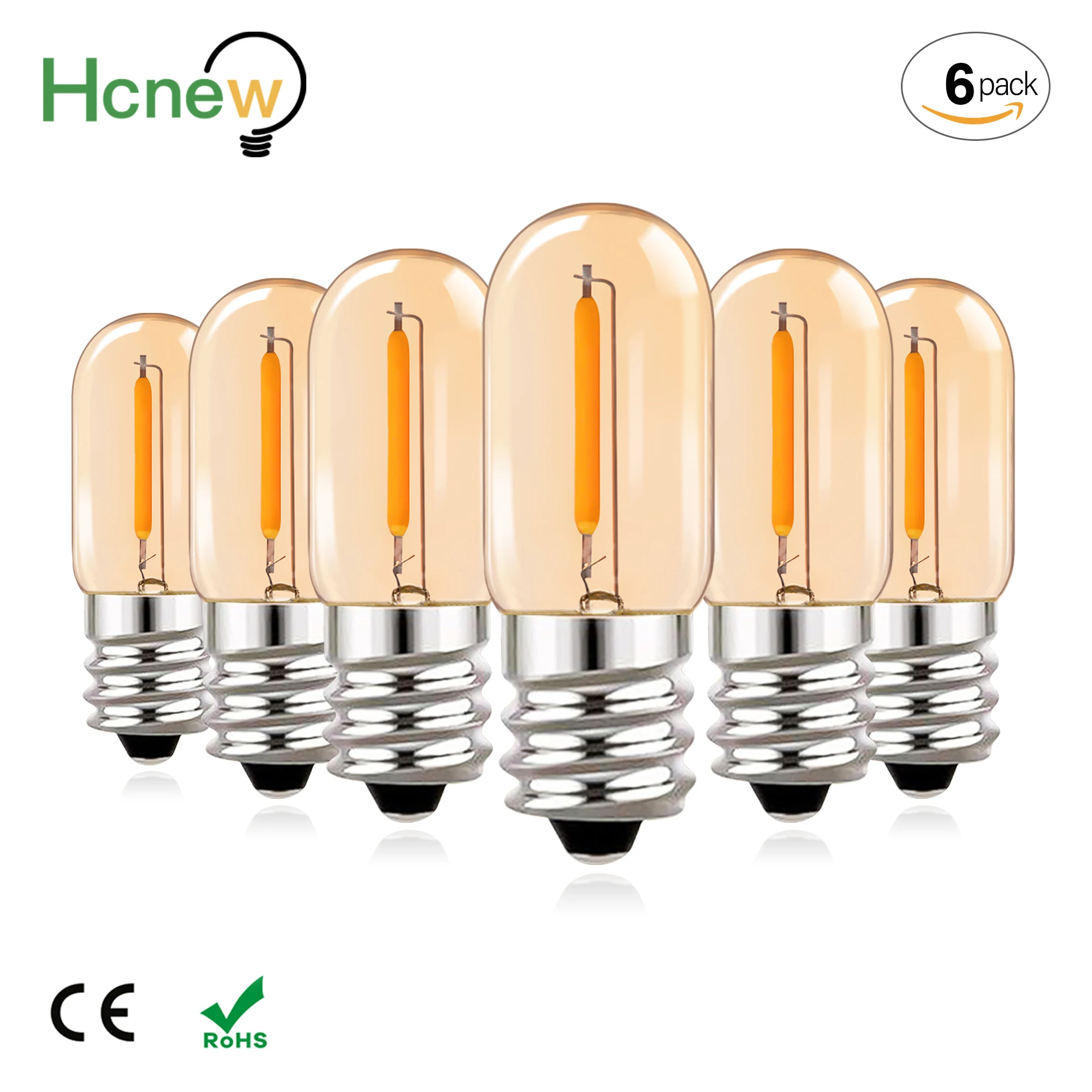 6pcs T16 Vintage Led Bulb E14 E12 0.6W LED Filament Light Bulb 220V 110V Warm White Lava Lamp Replacement Bulb Home Decoration