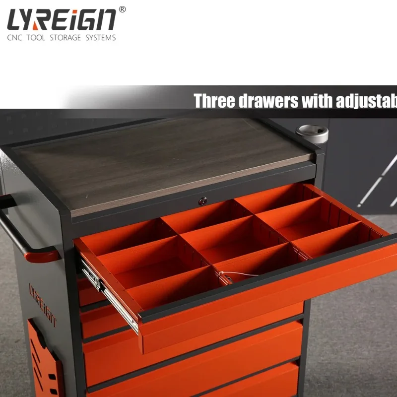 Tool Trolley with 6 Drawers Steel Tool Box on Wheels Marble Granite with Handle for Processing