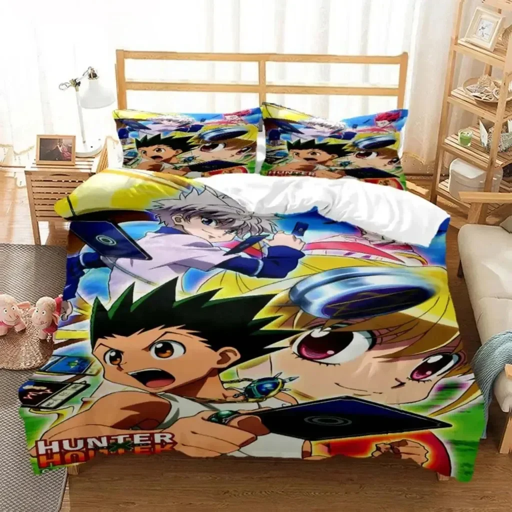 

2025 Anime HUNTER HUNTER Bedding Set Printed Bed Set With Pillowcase Bed Duvet Cover Soft Single Double Queen Super King Size