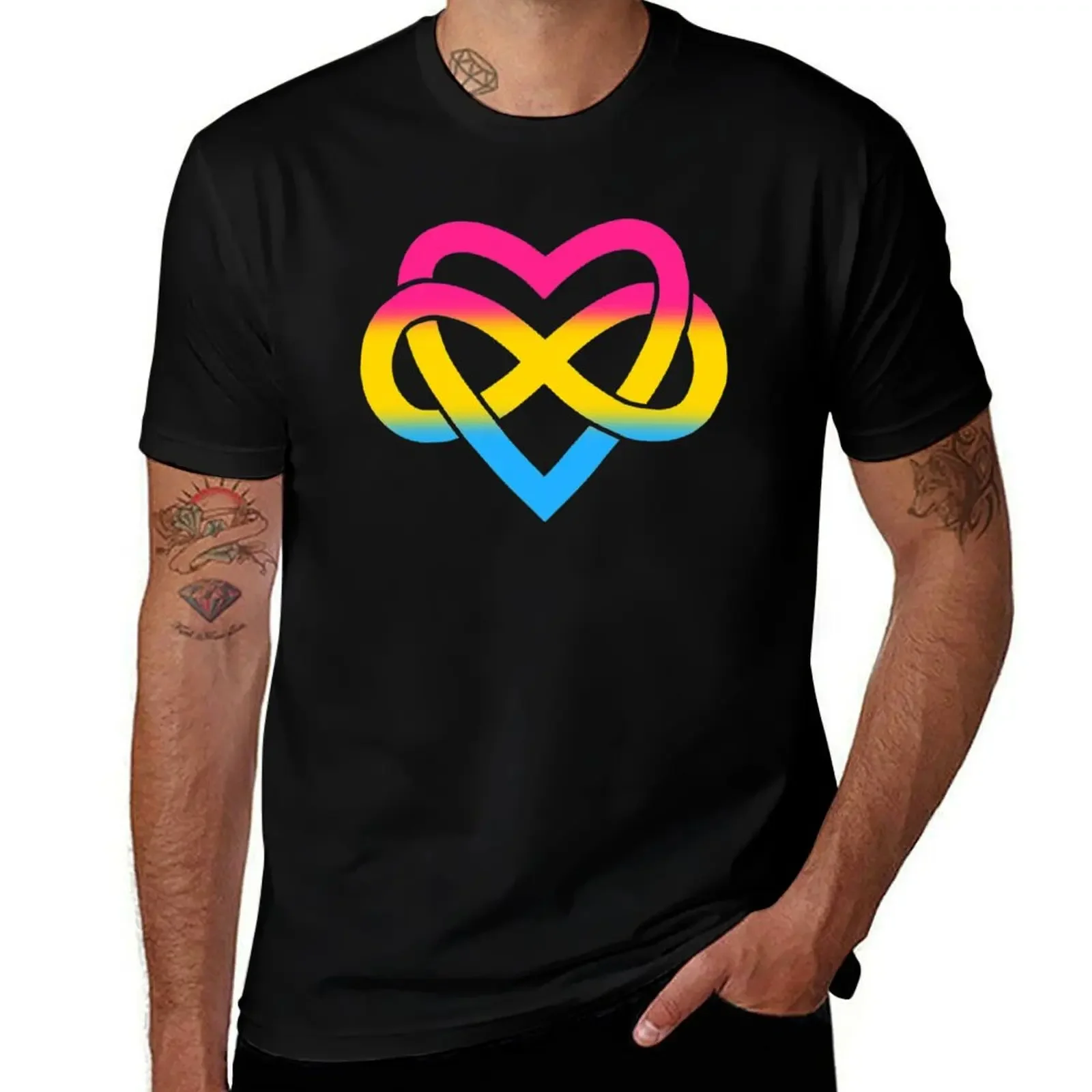 

Pansexual Polyamory Inifinity Heart (white) T-Shirt shirts graphic anime t shirts mens vintage t shirts