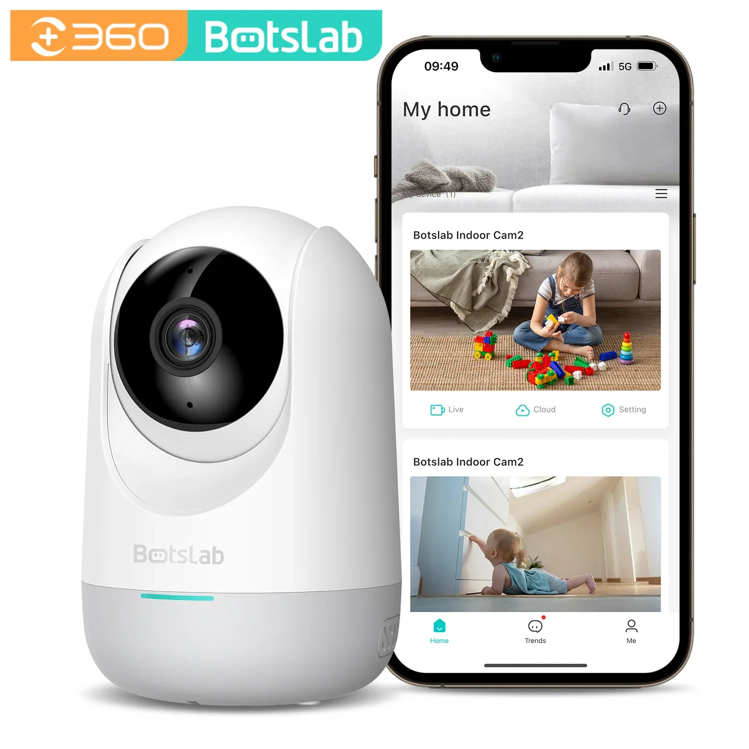 

Qihoo360 Botslab Security-Prtection Smart Home Security Cam PTZWeb cam 3MP AI Human Detection Night Vision Webcam Work With APP