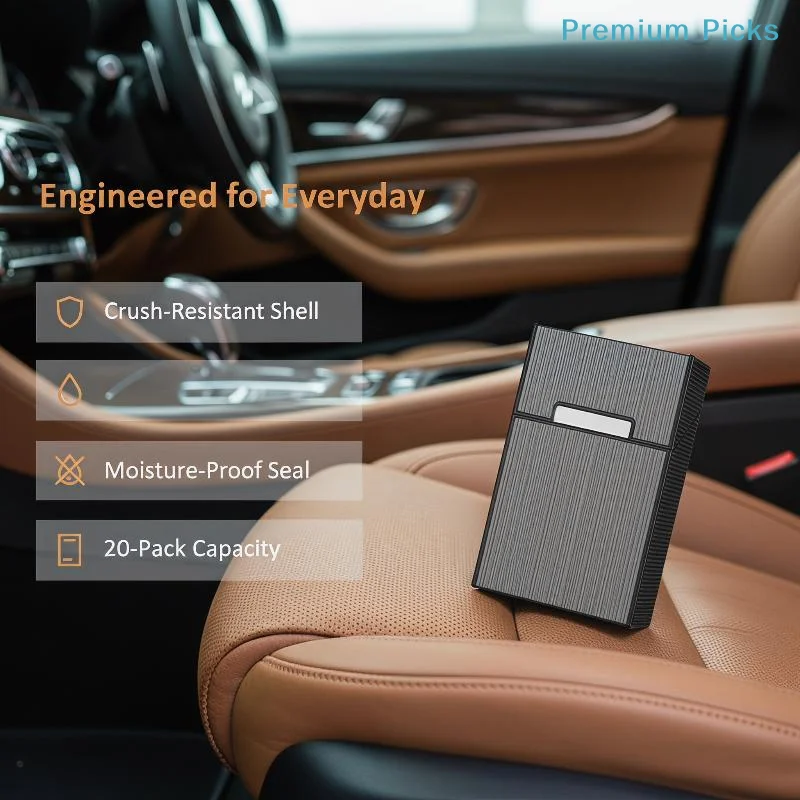portable1PC Metal Cigarette Case 20 Cigarette Capacity Crush Proof For Daily Commute Outdoor Use Portable cigarette box image 3