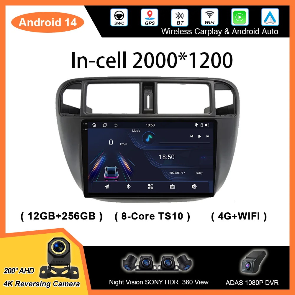 

Android 14 Car Radio Stereo For Honda Civic 1995-2001 Auto Player Video Multimedia GPS Navigation No 2Din DVD Touch Screen WIFI