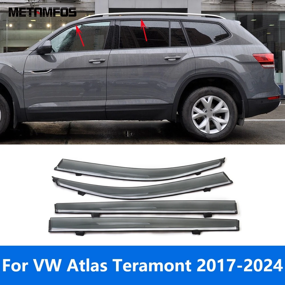 

Accessories For Volkswagen Atlas Teramont 2017-2023 2024 Window Visor Wind Deflector Vent Sun Shade Rain Shield Awning Shelter