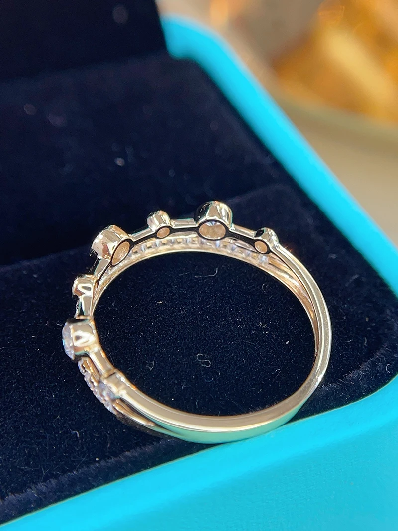 KUGG 100% 18K Yellow Gold Rings Elegant Style 0.44carat Real Natural Diamond Engagement Ring for Women High Wedding Jewelry
