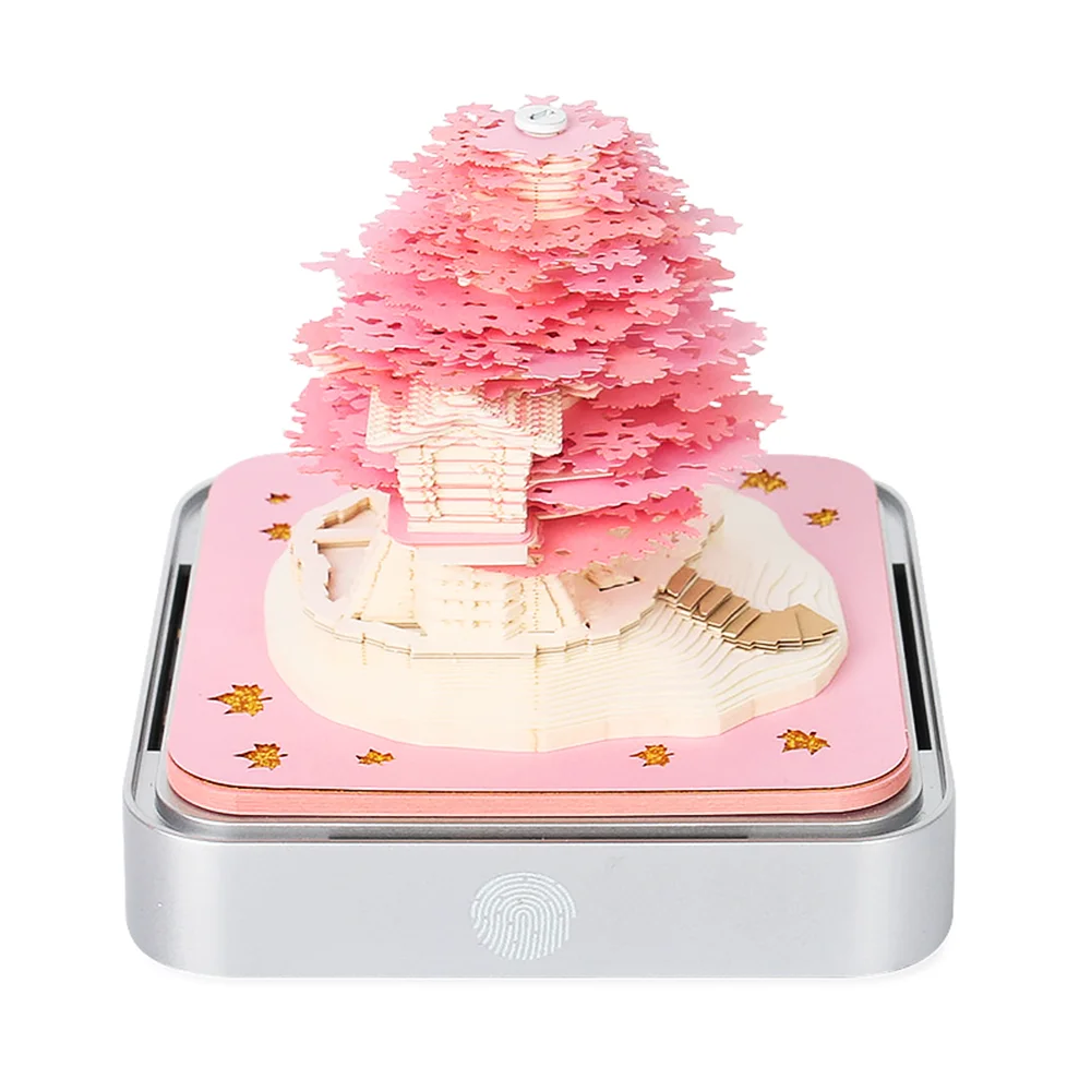 

Omoshiroi Block 3D Notepad 2024 Calendar With Lights Sakura Tree Temple 3D Art Calendar 3D Memo Pad Desktop Decoration Diy Gift