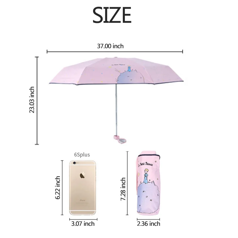 Folding Umbrellas Mini Little Prince Umbrella Rain sun Female Sunny Parasol Pocket Girls Women Gift Umbrella Children\'s kids