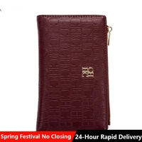CH-Bolso corto de cuero con cremallera y estampado de letras para mujer, monedero de nueva tendencia, bolsa de lujo, tarjetero, Estuche de transporte