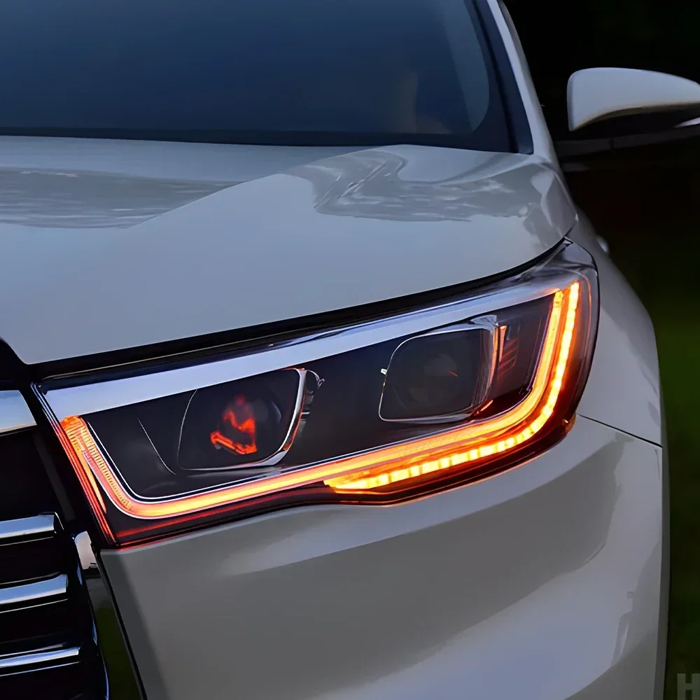 

Автомобильные передние фонари в сборе для Toyota Highlander 2015-2017, обновление Blink, динамические две линзы проектора, аксессуары для фар