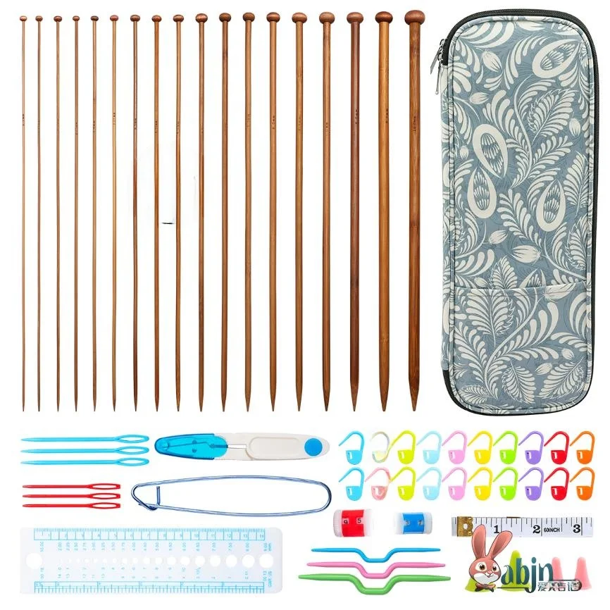 

35cm Charcoal Bamboo Needle Sweater Needle Tool Set Charcoal Color Bar Needle eup Bag DIY Weaving Tool Set Home Fabric