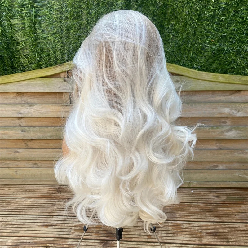 Ash Blonde Body Wave Wigs Human Hair Glueless 150 Density Remy Preplucked Highlight White Human Hair Wig 13x6 Lace Frontal Wigs