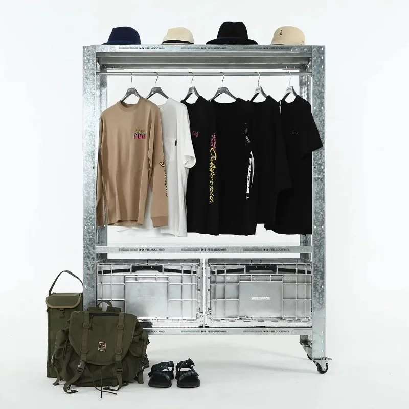 

Clothing store display shelves, storage display Italian American industrial style warehouse shelves