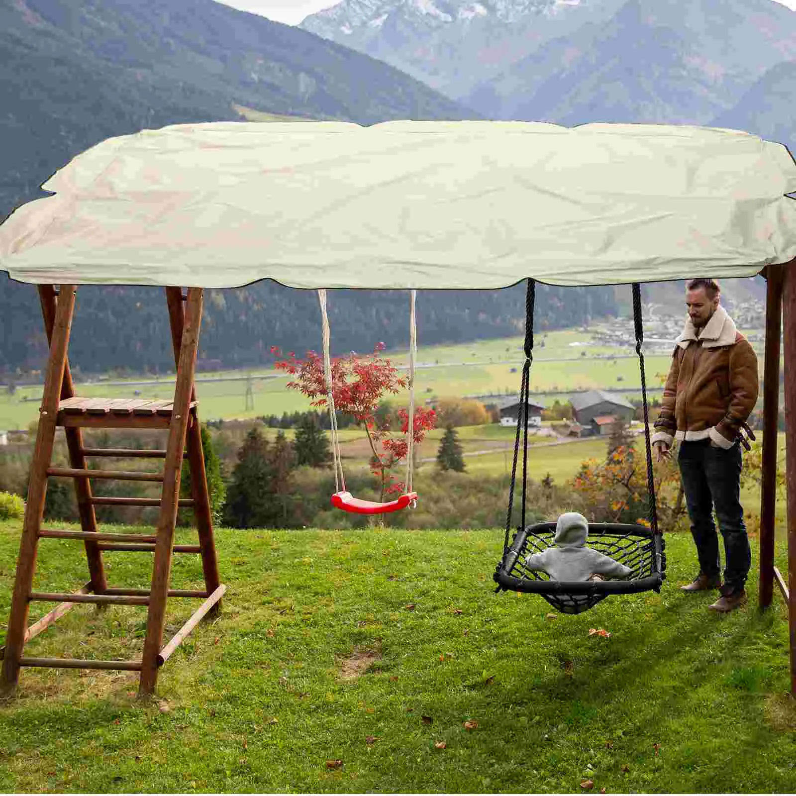 Garden Swing Cover for All Weather Dust Outdoor Furniture Water Proof Chairs Beige