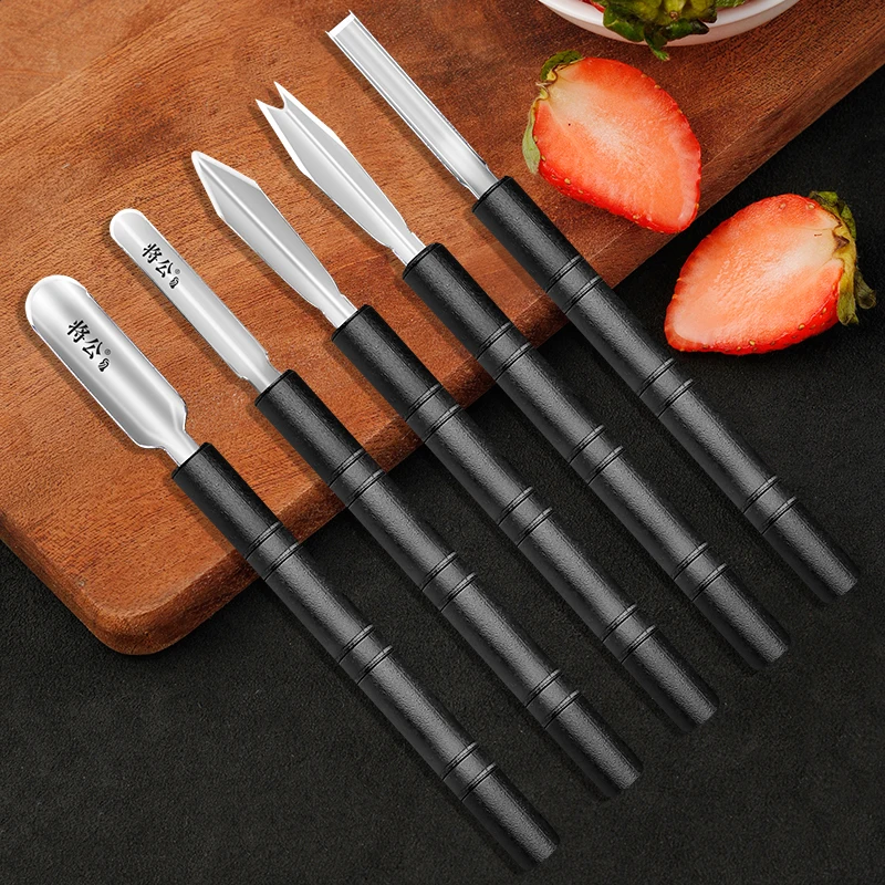 

GAINSCOME Fruit and Vegetable Carving Knife, Stainless Steel U-Shaped Poking Knife Professional Chef's Kitchen V Carving Tool