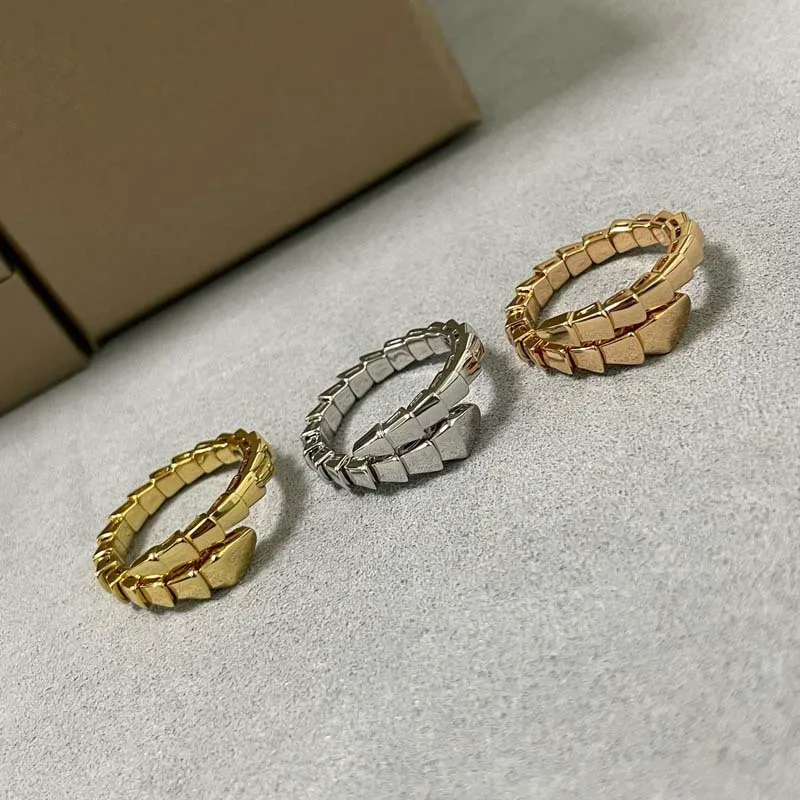 

New 925 sterling silver smooth snake bone ring Ladies personality trend Luxury brand jewelry party couple gift