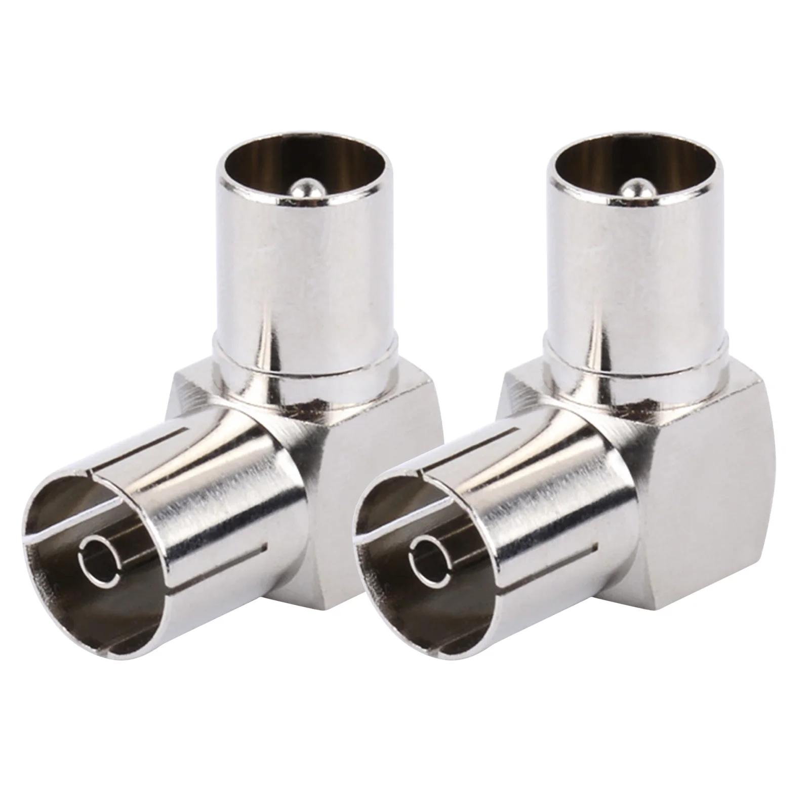 

2Pcs 90 Degree Right Angled Aerial Cable Connector RF Coaxial F Female to Male Plug to Female Socket Replacement