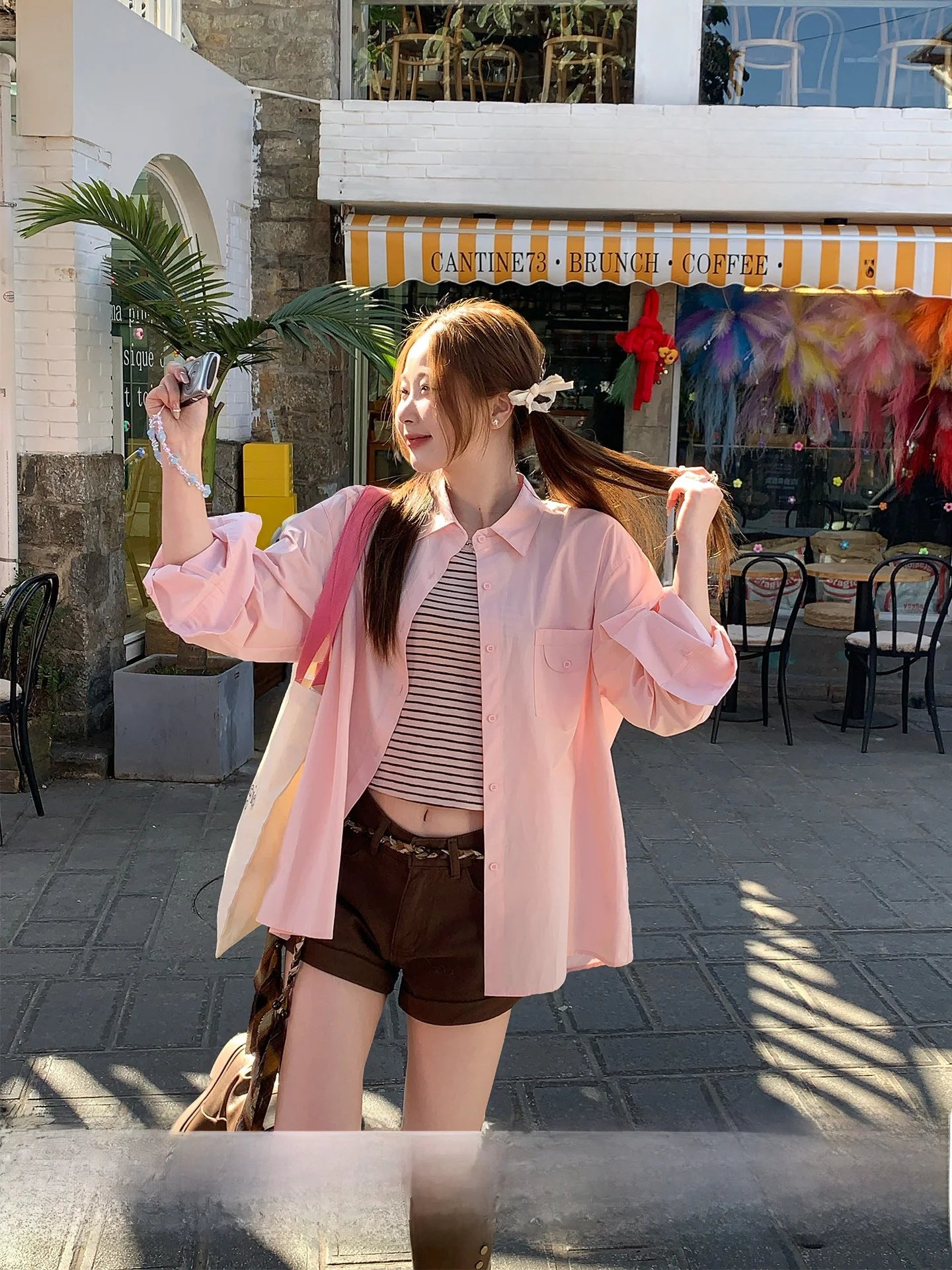 

Розовая длинная свободная женская рубашка Su San San в корейском стиле из хлопка прямого кроя, новая модель весна-лето, верхняя одежда