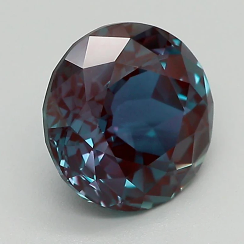 مختبر نمت الكسندريت حجر اكسيد الالمونيوم الاصطناعي قطع مستديرة تغيير من الأخضر إلى الأرجواني جودة عالية تحديد شهادة AGL