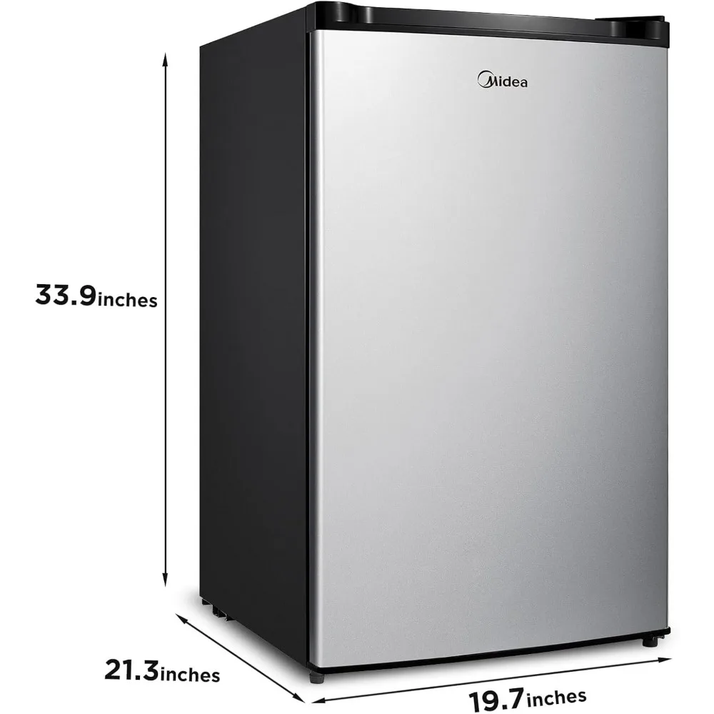 Single Reversible Compact Refrigerator, 4.4 Cubic Feet, Stainless Steel