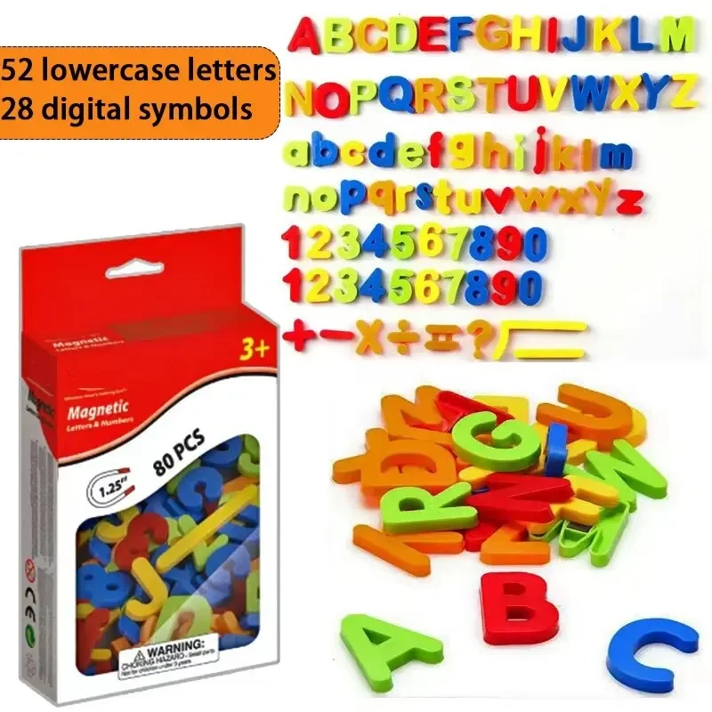 80pcs CHILDREN'S Magnetic Letters Letters English Letters Mathematics Digital Symbol Enlightenment Magnetic Teaching