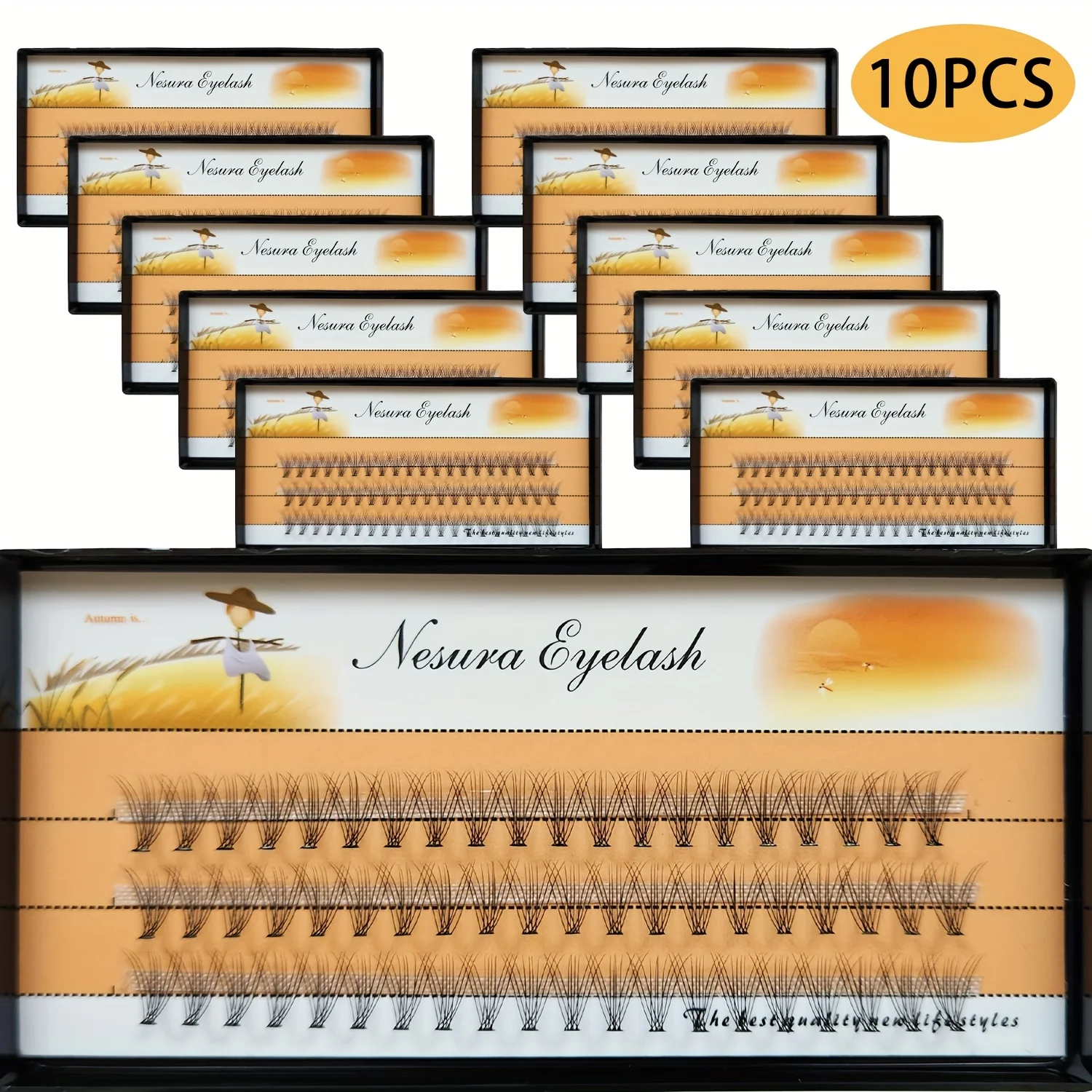 10Box 10D 60 teile/schachtel DIY Cluster Wimpern D Curl 8-14mm Gemischt 0,10mm Dicke Natürliche Weiche Falsche einzelne Wimpern
