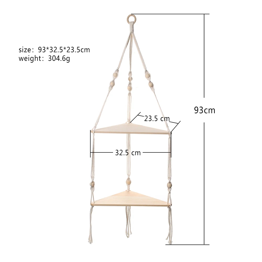 Makramee-Wandregal zum Aufhängen, schwebendes Wandregal, Boho-Heimdekoration, Regale, Wand, Holzdekoration für Schlafzimmer, Wohnzimmer, Kinderzimmer, Geschenk – Detail 36