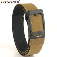 TUSHI-Cinturón militar duro para hombre, hebilla automática de Metal de nailon resistente, cinturón táctico de policía, faja para exteriores, accesorios IPSC