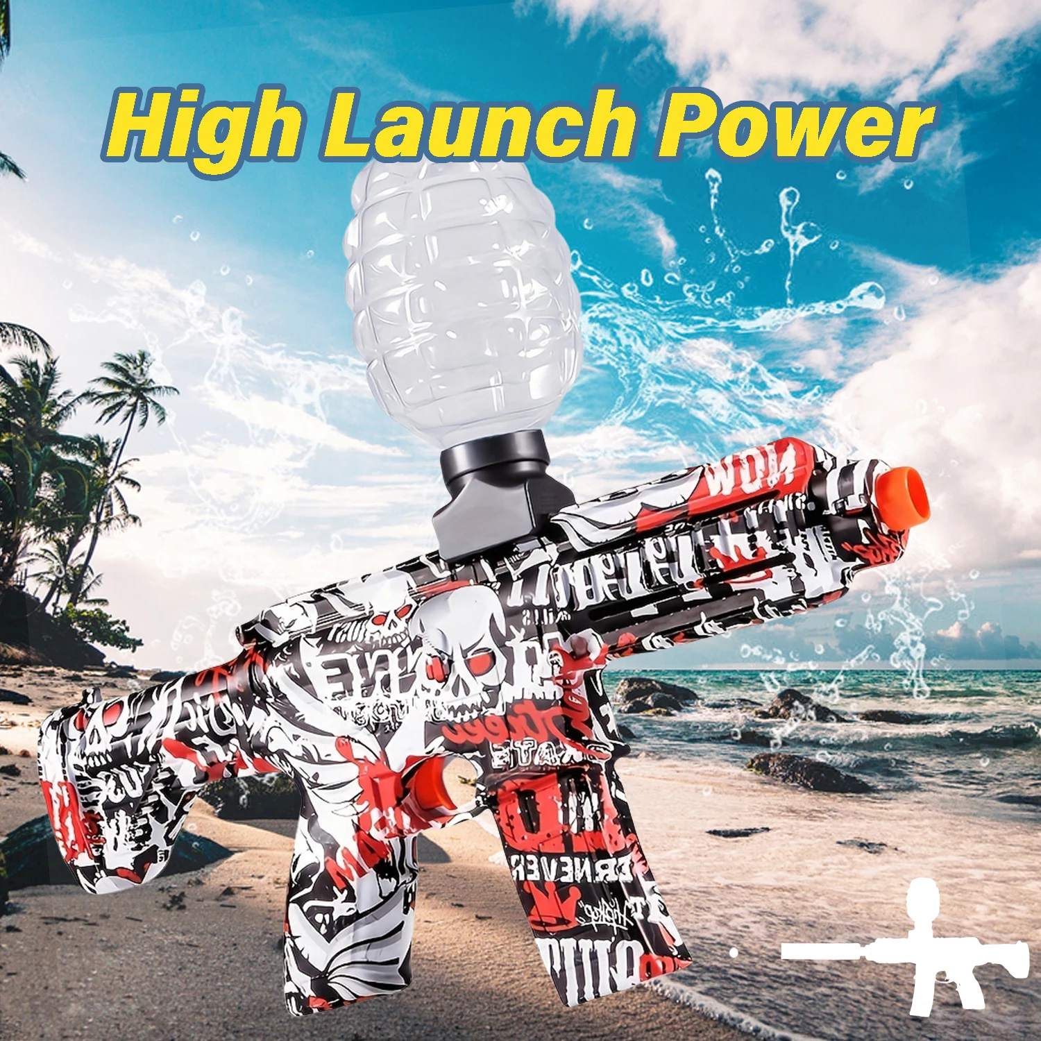 Elektrischer Ball-Blaster, Balls High Orbeez Gun Performance Ball Blaster Gun Coole Spielzeugpistole, wiederaufladbares Splatter-Ballspielzeug für Outd