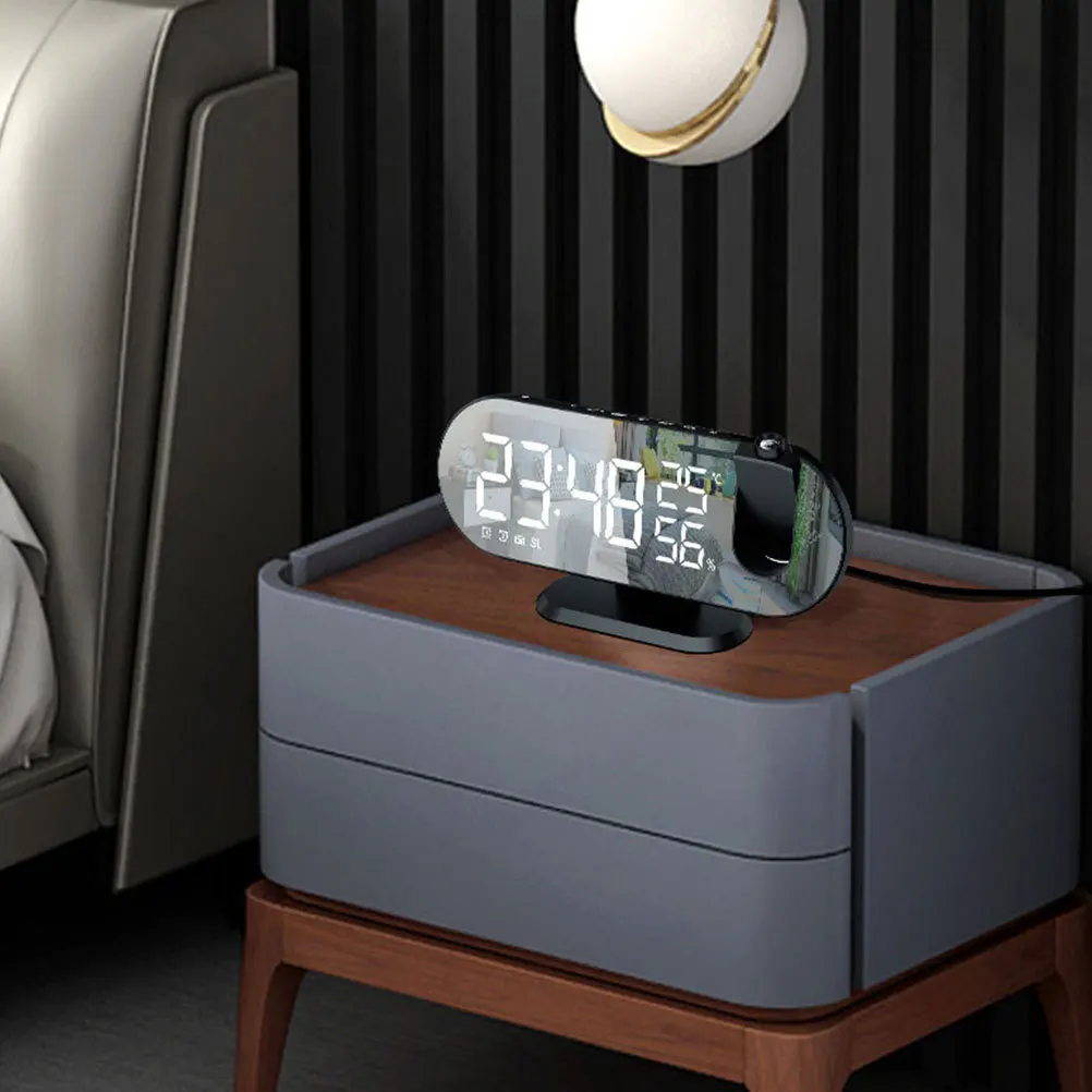 

LED Digital Projection Alarm Clock Bright Clear Display Multi Function Timekeeper for Room Office School Household