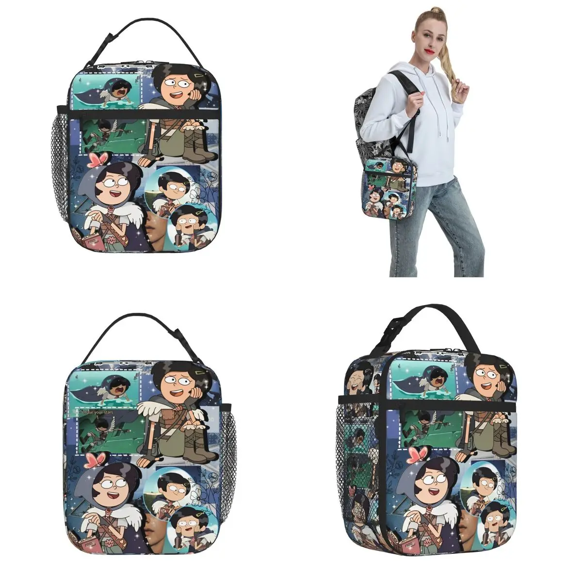 البرمائيات مارسي وو الحرارية معزول أكياس الغداء للعمل ماجيك الكرتون مغامرة المحمولة بينتو صندوق الحرارية برودة صناديق الغداء