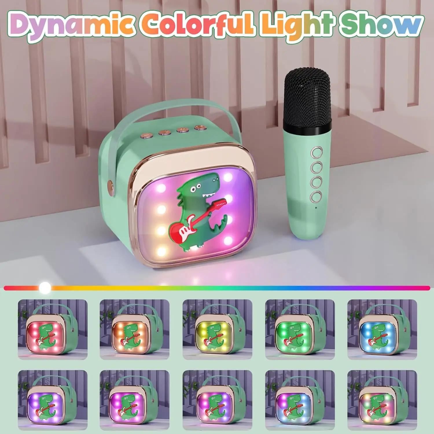 Portable Bluetooth 5.3 Karaoke Machine with 2 Wireless Microphones - Home Family Singing PA Speaker System Kids Gift