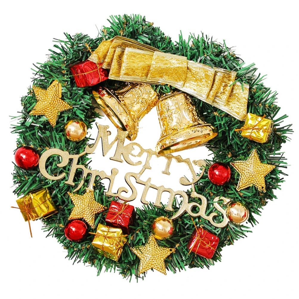 

Christmas Wreath Artificial Garland Wall Decor Door Ornament Gold Bowknot Front Door Decoration Xmas Wreath HolidayWindow