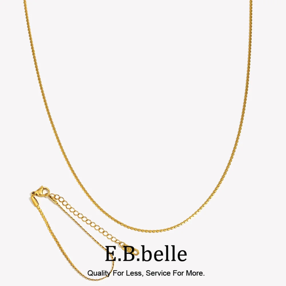 E.B.belle 2026 Minimalist Basic Gold Plated Silver Color Chain 1.8mm S Chain Necklace Bracelets Anklets Jewelry For Woman