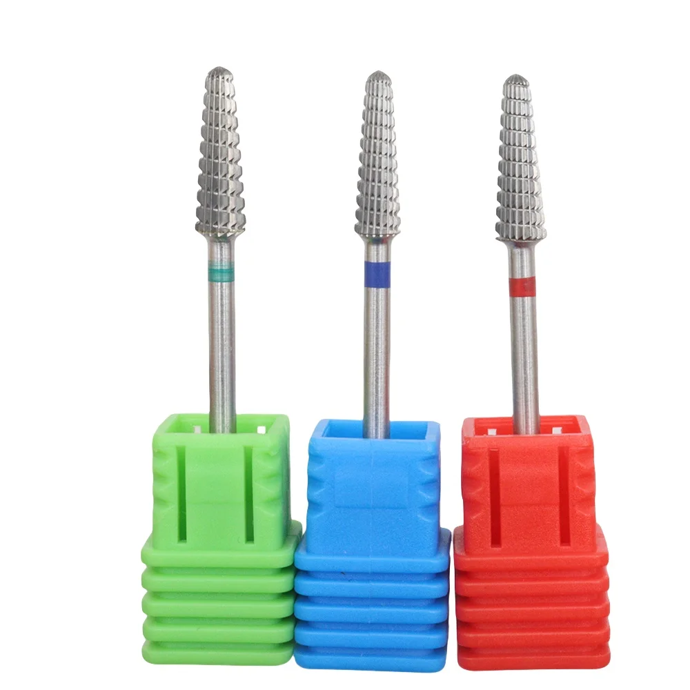 4mm Carbide Nail Drill Bit – Straight Shank Tapered Cone, Spiral Flute, Cuticle & Under Nail Cleaner, 3/32”